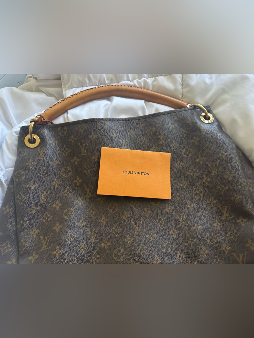 Louis Vuitton Artsy Monogram Shoulder Bag with Tan Handle